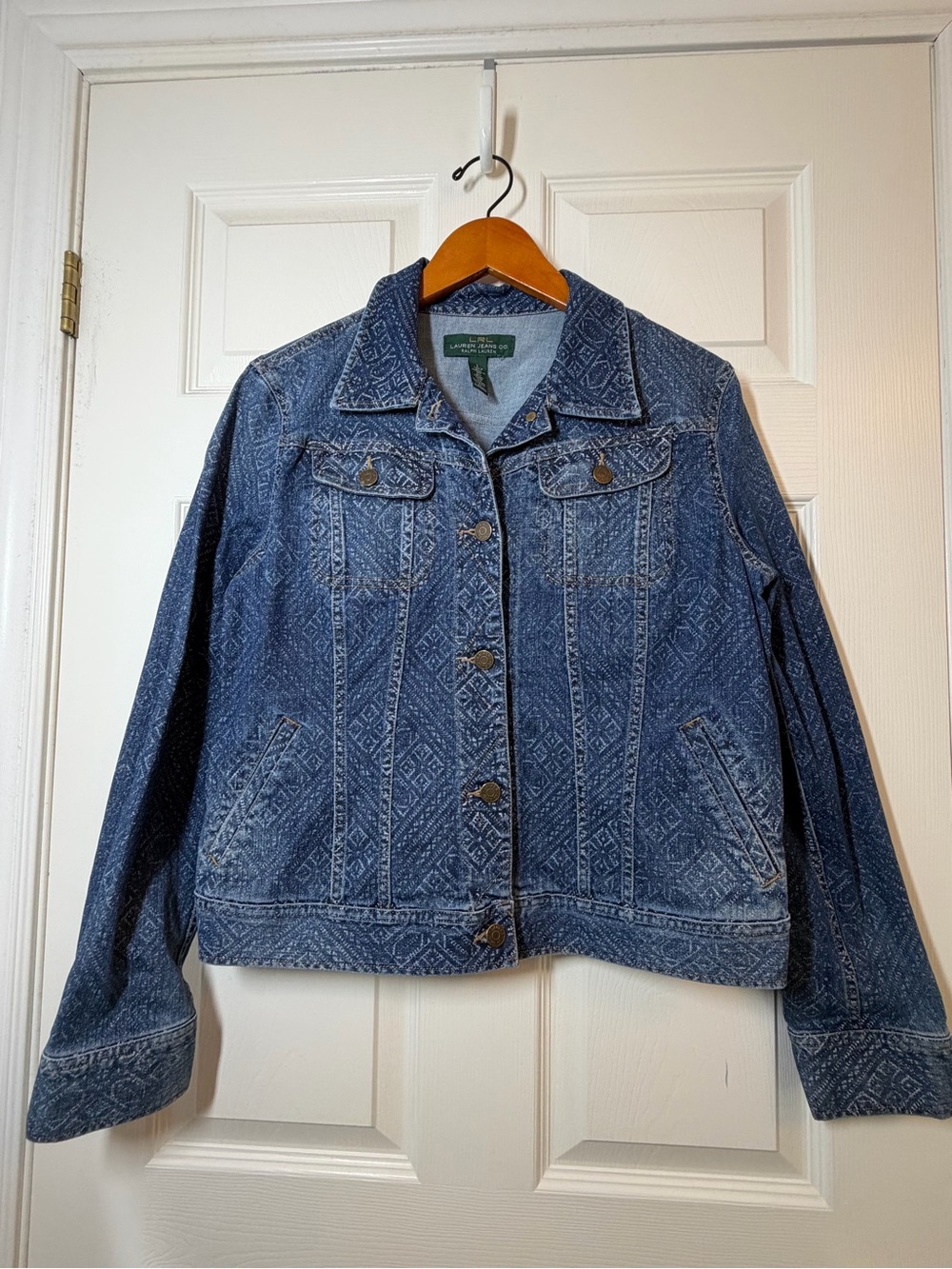 Lauren Ralph Lauren Blue Denim Jacket with White Design